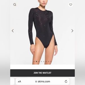 SOLD Skims x Swarovski JELLY SHEER LONG SLEEVE CREW NECK BODYSUIT M In Hand